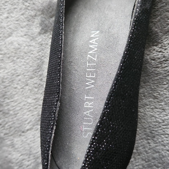 Stuart Weitzman, Woman's Sz 5 1/2 Black Silver Outline Heel Made in Spain - Picture 2 of 12